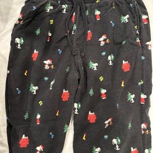 Hollister Black Snoopy Graphic Fleece "24/7 Pajama Pants" Large